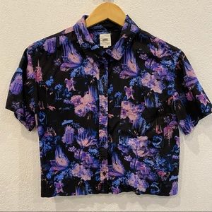 Vans Crop Button Up Purple with Design SZ M